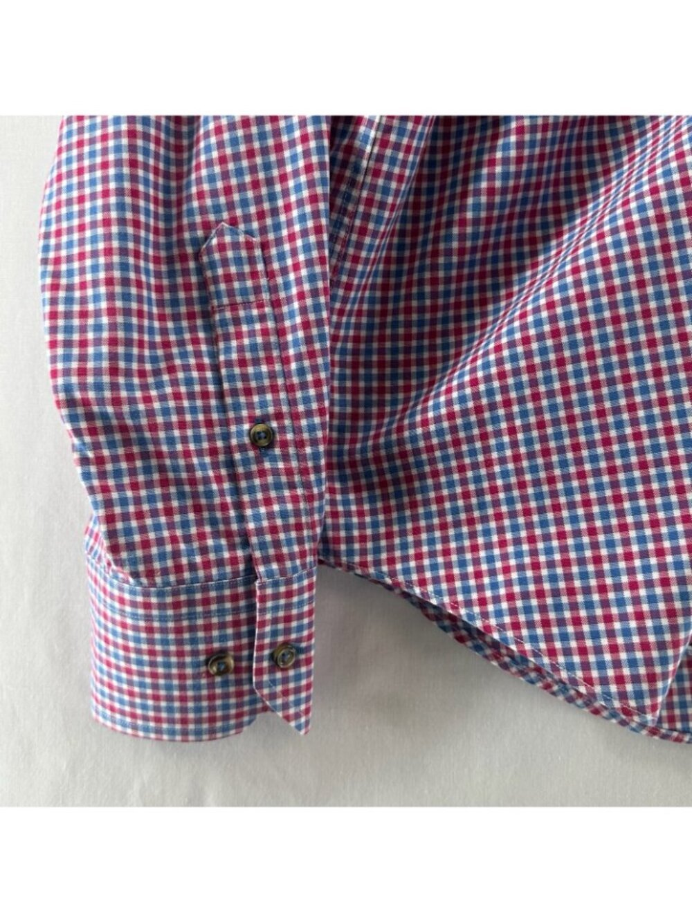 David Donahue Button Down Shirt Men M 100% Cotton Long Sleeve Gingham Red/ Blue - Picture 9 of 12